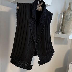 Black Denim and Neoprene Women's Vest